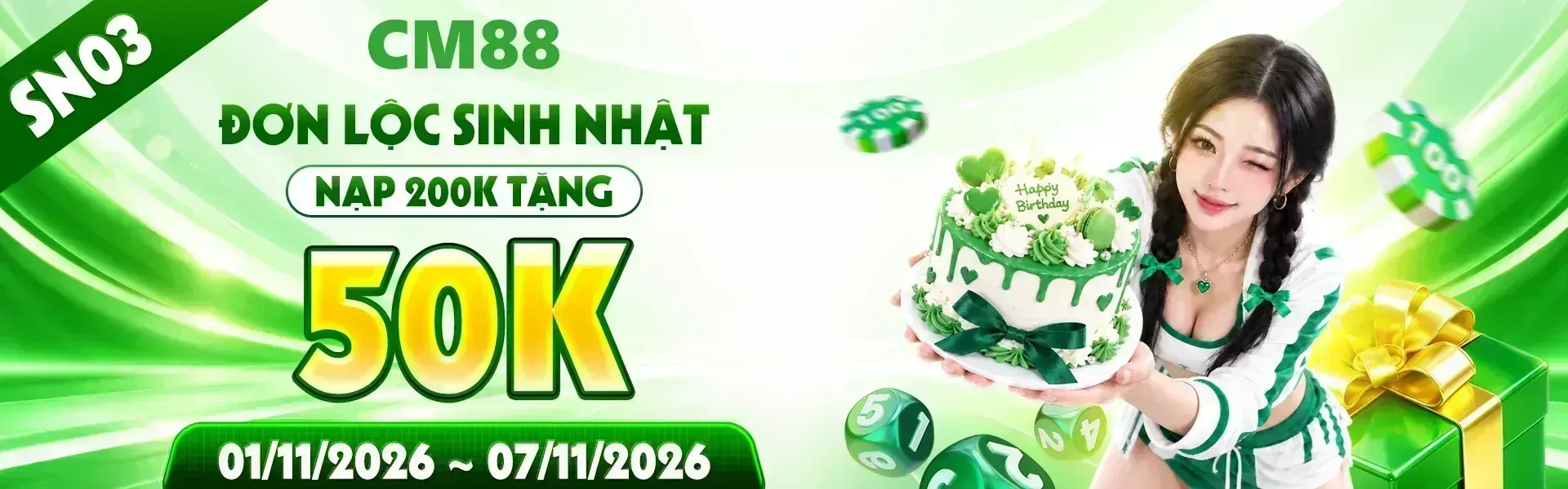 4. Hàng ngàn phần quà đã được CM88 chuẩn bị cho dịp sinh nhật đặc biệt. Hội viên nhanh tay đăng ký tài khoản để khám phá các phần thưởng trong chương trình.